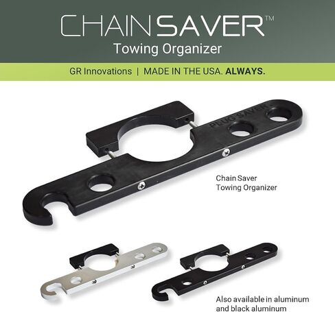 GR Innovations Tongue Jack Trailer Towing Organizer Kit | Nylon Chain Saver with PlugSaver and Tether | Essential RV Accessory | Easy Chain & Harness Storage | Made in USA in Saudi Arabia