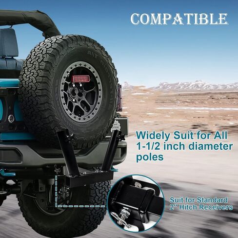 Hitch Flag Pole Holder Trailer Hitch US Flag Mount Universal for Truck Jeep SUV RV Pickup Camper Trailer Fits Standard 2-Inch Hitch Receivers, Durable and Rust Resistant. in Saudi Arabia