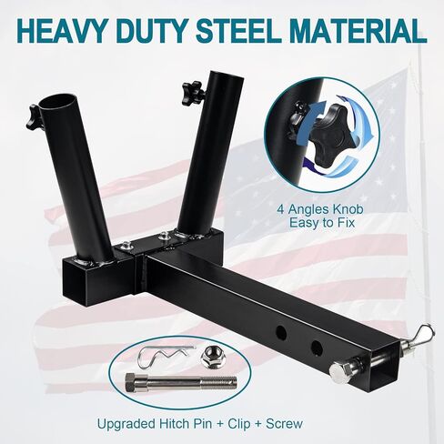 Hitch Flag Pole Holder Trailer Hitch US Flag Mount Universal for Truck Jeep SUV RV Pickup Camper Trailer Fits Standard 2-Inch Hitch Receivers, Durable and Rust Resistant. in Saudi Arabia