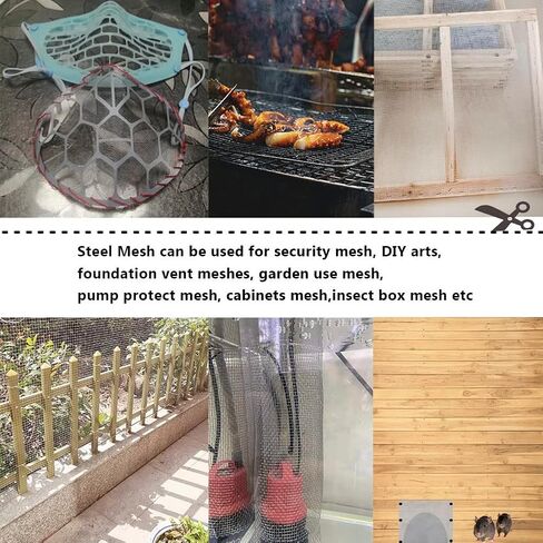 شبكة سلكية منسوجة من الفولاذ المقاوم للصدأ 304، 10 شبكات، 40 بوصة × 10 بوصة (100 × 25 سم) لا تصدأ أبدًا، سهلة القطع وهيكل شبكي قوي للدجاج/النافذة/الحديقة/القوارض in Kuwait