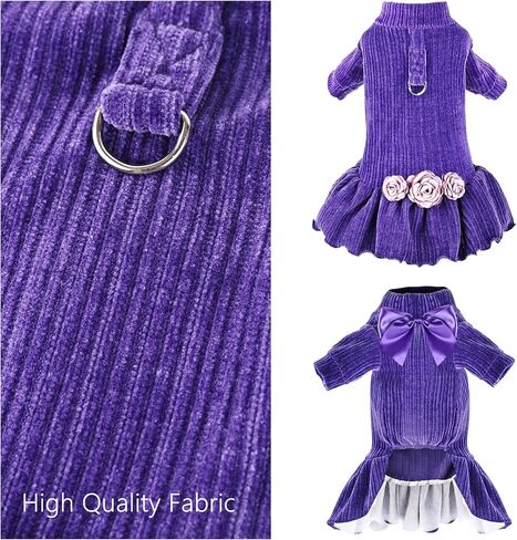 Dog Dress Cute Bowtie Dress Harness Leash Doggie Walk Apparel Skirts Clothes Pet Outfits for Small Dogs Girl Cat Wedding Birthday Holiday Christmas Party (Pink, M) in Saudi Arabia