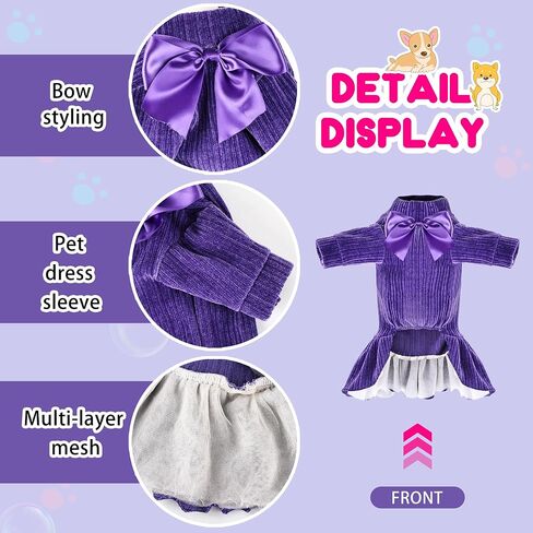 Dog Dress Cute Bowtie Dress Harness Leash Doggie Walk Apparel Skirts Clothes Pet Outfits for Small Dogs Girl Cat Wedding Birthday Holiday Christmas Party (Pink, M) in Saudi Arabia