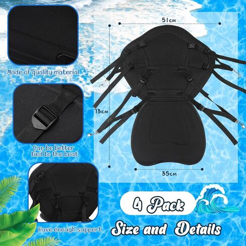 Wesiti 4 Pcs Kayak Seats Thickened Padded Kayak Seat with Back Support for Sit on Top Padded Fishing Boat Seat Paddle Canoe Seat Soft Cushion for Kayaking Rafting Fishing Canoeing Boating Supplies in Saudi Arabia