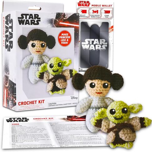 Star Wars Crochet Kit for Beginners - Bundle with Star Wars Princess Leia and Yoda Crochet Patterns, Yarn, Stickers, More | Star Wars Craft Kit for Kids in Saudi Arabia
