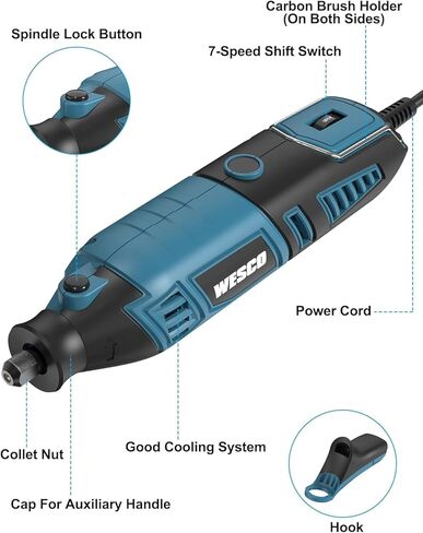 160W Rotary Tool Kit, Corded Multi-Tool with Flexible Shaft, 82 Accessories, 7 Variable Speeds 35000RPM Max for Sanding, Polishing, Drilling,Carving, Engraving, Cutting, DIY Crafts in Kuwait