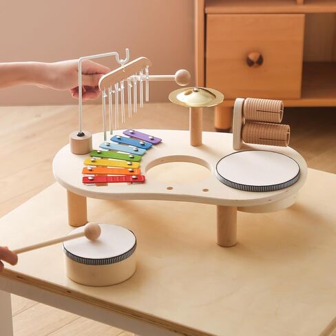 Kids Drum Set for Toddlers Musical Instruments 7 in 1 Baby Musical Toy Montessori Xylophone Toys for Boys Girls Months Birthday Gifts in Saudi Arabia