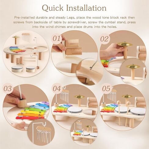 مجموعة طبول للأطفال الصغار الآلات الموسيقية 7 في 1 لعبة موسيقية للأطفال ألعاب إكسيليفون مونتيسوري للأولاد والبنات أشهر هدايا عيد الميلاد in Kuwait