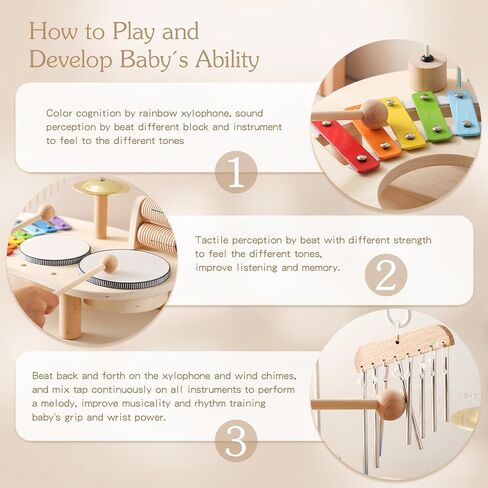 مجموعة طبول للأطفال الصغار الآلات الموسيقية 7 في 1 لعبة موسيقية للأطفال ألعاب إكسيليفون مونتيسوري للأولاد والبنات أشهر هدايا عيد الميلاد in Kuwait