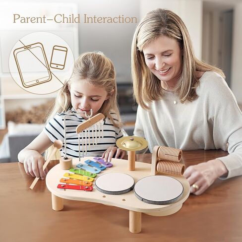 مجموعة طبول للأطفال الصغار الآلات الموسيقية 7 في 1 لعبة موسيقية للأطفال ألعاب إكسيليفون مونتيسوري للأولاد والبنات أشهر هدايا عيد الميلاد in Kuwait