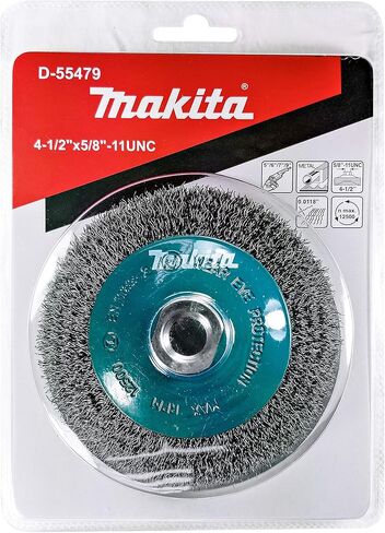 Makita 1 Piece - 4.5" Crimped Wire Wheel Brush for 5-9" Grinders - Light-Duty Conditioning for Metal - 4-1/2" x 5/8-Inch | 11 UNC in Saudi Arabia