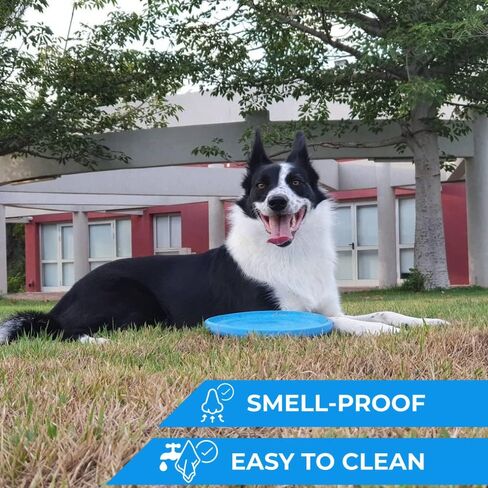 لعبة الفريسبي للكلاب آمنة للأسنان - قرص طائر عائم في الهواء الطلق للكلاب الصغيرة والمتوسطة والكبيرة - لعبة حلقة خفيفة الوزن للكلاب - لعبة اصطياد وإحضار الكلاب - ألعاب ساحة الكلاب الخارجية (أزرق) in Kuwait