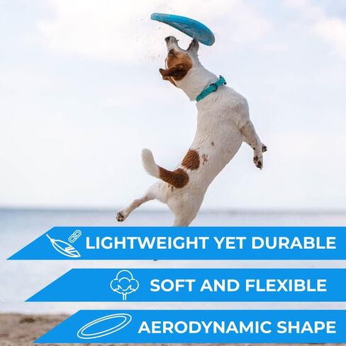 Dog Frisbee Toy Safe for Teeth - Outdoor Floating Flying Disk for Small, Medium and Large Breed Dogs - Lightweight Dog Ring Toy - Dog Catch and Fetch Toy - Outside Dog Yard Toys (Blue) in Saudi Arabia