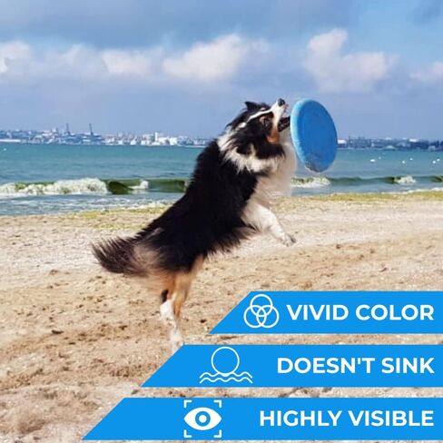 Dog Frisbee Toy Safe for Teeth - Outdoor Floating Flying Disk for Small, Medium and Large Breed Dogs - Lightweight Dog Ring Toy - Dog Catch and Fetch Toy - Outside Dog Yard Toys (Blue) in Saudi Arabia