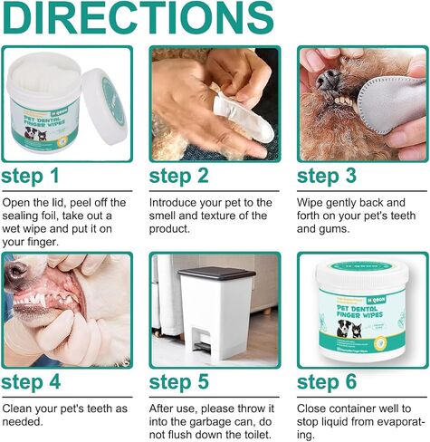 HIQBON Pet Teeth Cleaning Wipes for Dogs & Cats - Reduces Plaque, Tartar & Dog Breath Freshener, Dog Grooming Teeth Wipes, Dog Tooth Brushing Kit & Dog Dental Wipes, Dog Teeth Wipes, 50 Pcs in Saudi Arabia