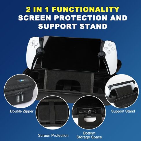 CHTEJA Hard Case for Playstation Portal Remote Player with Built-in Screen Protector, Waterproof Protective Playstation Portal Case with Fixed Velcore Strap, Customized Storage Space in Saudi Arabia