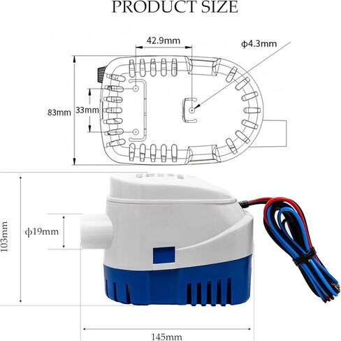 مضخات ماء آسن 12 فولت للقوارب، مجموعة مضخة ماء آسن البحرية مع 2 مشبك خرطوم و1 تركيب عالمي، نظام صرف القارب مع مضخة أوتوماتيكية ومفتاح تعويم in Kuwait