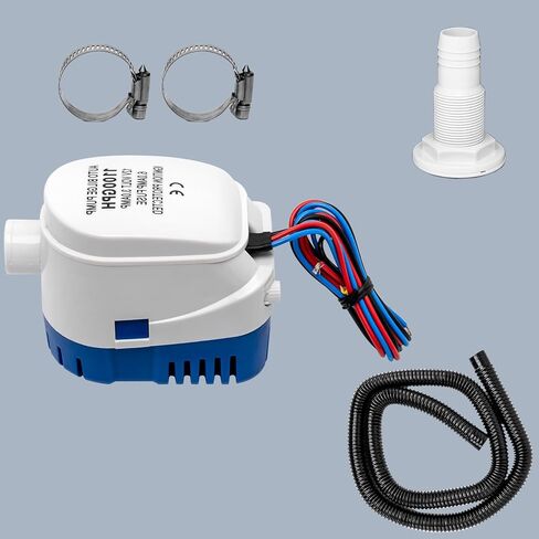 مضخات ماء آسن 12 فولت للقوارب، مجموعة مضخة ماء آسن البحرية مع 2 مشبك خرطوم و1 تركيب عالمي، نظام صرف القارب مع مضخة أوتوماتيكية ومفتاح تعويم in Kuwait