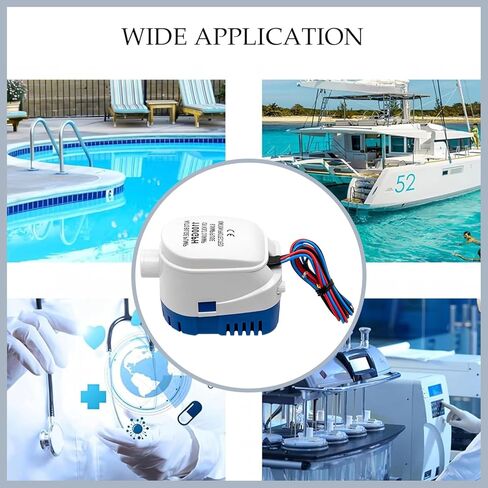 مضخات ماء آسن 12 فولت للقوارب، مجموعة مضخة ماء آسن البحرية مع 2 مشبك خرطوم و1 تركيب عالمي، نظام صرف القارب مع مضخة أوتوماتيكية ومفتاح تعويم in Kuwait