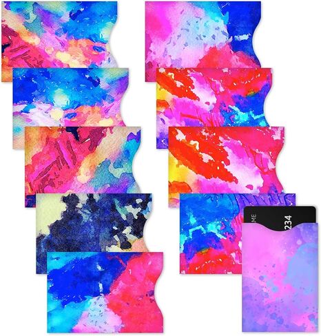 DEEZOMO 10 قطع من واقي بطاقات الائتمان RFID، حامل بطاقات ائتمان مضاد للسرقة للنساء والرجال، يسهل التعرف على حقيبة السفر (طباعة رائعة) in Kuwait