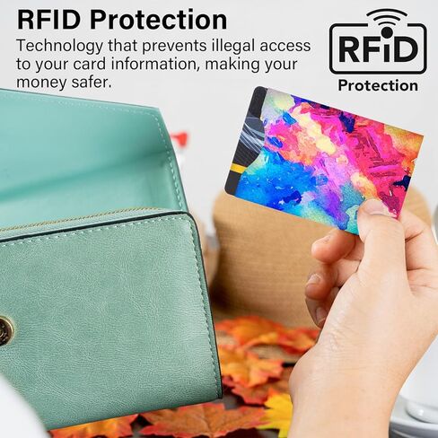 DEEZOMO 10 قطع من واقي بطاقات الائتمان RFID، حامل بطاقات ائتمان مضاد للسرقة للنساء والرجال، يسهل التعرف على حقيبة السفر (طباعة رائعة) in Kuwait