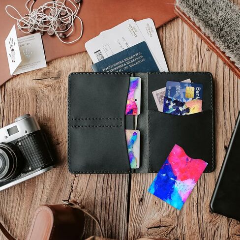 DEEZOMO 10 قطع من واقي بطاقات الائتمان RFID، حامل بطاقات ائتمان مضاد للسرقة للنساء والرجال، يسهل التعرف على حقيبة السفر (طباعة رائعة) in Kuwait