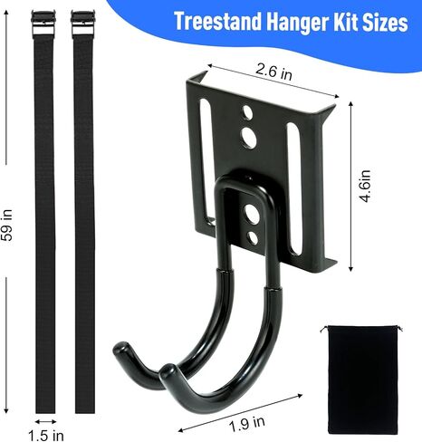 Tobbo Hunting Tree Stand Accessories Tree Stand Straps Hanger with 3 Metal Hooks and 1 Spare Strap in Saudi Arabia