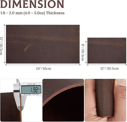 S-ZONE Genuine 12"x24" Top Grain Leather Sheets for Crafts Cowhide Leather Pieces Dark Brown in Saudi Arabia