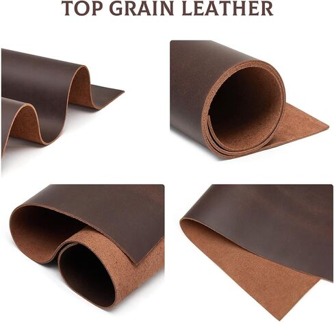 S-ZONE Genuine 12"x24" Top Grain Leather Sheets for Crafts Cowhide Leather Pieces Dark Brown in Saudi Arabia
