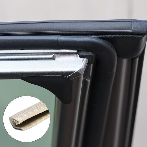 METALLIXITY Edge Trims (3M/9.84Feet) 1Pcs, PVC U-Seal Fits 1-4.5mm Edge Seal Strip with Iron Sheet - for Home Door Window, Beige in Kuwait