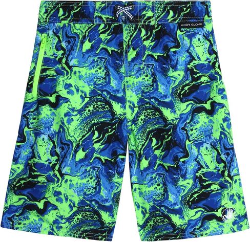 Body Glove Boys' Board Shorts - UPF 50+ Quick Dry Bathing Suit Swim Trunk (Size 8-18), Size 8, Blue Green Swirls in Saudi Arabia