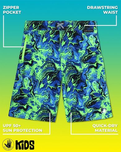 Body Glove Boys' Board Shorts - UPF 50+ Quick Dry Bathing Suit Swim Trunk (Size 8-18), Size 8, Blue Green Swirls in Saudi Arabia
