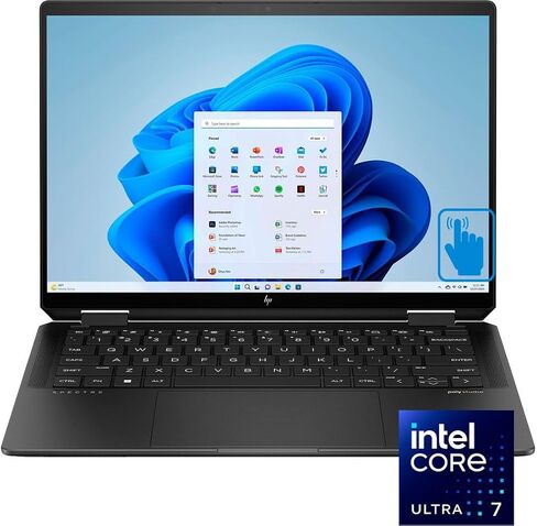كمبيوتر محمول HP Spectre x360 2 في 1 بشاشة لمس 14.0 بوصة OLED 120 هرتز 2.8K (الجيل الرابع عشر 16-Core Intel Ultra 7-155H، 16 جيجابايت، 1 تيرابايت SSD، لوحة مفاتيح بإضاءة خلفية، FP، 2 Thunderbolt 4، Win 11 Pro) مع موسع منفذ USB DKZ Hub in Saudi Arabia