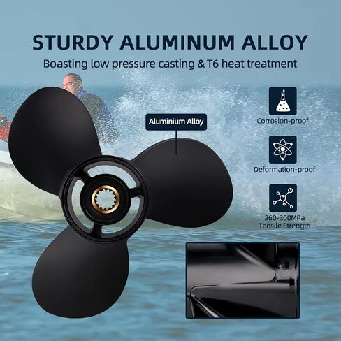 VQPROPs OEM الألومنيوم قارب Propeller10 1/4x15 صالح BRP Johnson Evinrude OMC Stern Drive 15-35 HP 14 Spline الأسنان الدعامة أجزاء رقم 763486، RH in Kuwait