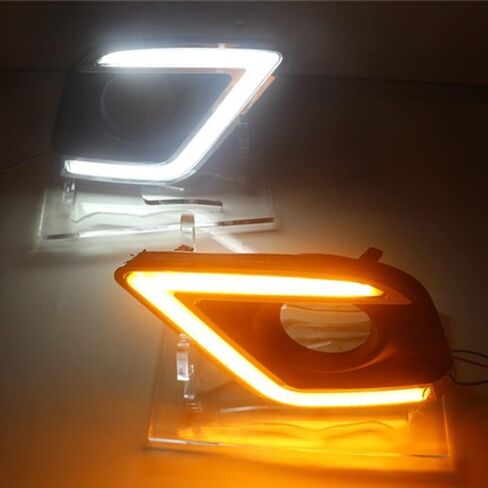 إطار مصباح الضباب الأمامي للقيادة الأمامية من Dreamseek LED DRL لسيارة Toyota Hilux Revo 2015 2016 أضواء النهار الجري مع إشارة الانعطاف in Saudi Arabia