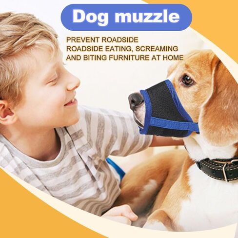 Dog Mouth Cover Adjustable Muzzle for Biting and Chewing, Soft Mesh Muzzles for Small, Medium, and Large Dogs (Blue, S) in Saudi Arabia