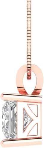 Clara Pucci 1.05 ct Brilliant Princess Cut Genuine Moissanite Solitaire Pendant Necklace With 16" Gold Chain box Solid 14k Rose Gold in Saudi Arabia