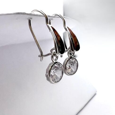 MARGHERITA Sterling Silver Dangle Earrings, Water Resistant, Rhodium Plated with White Gold Finish in Saudi Arabia