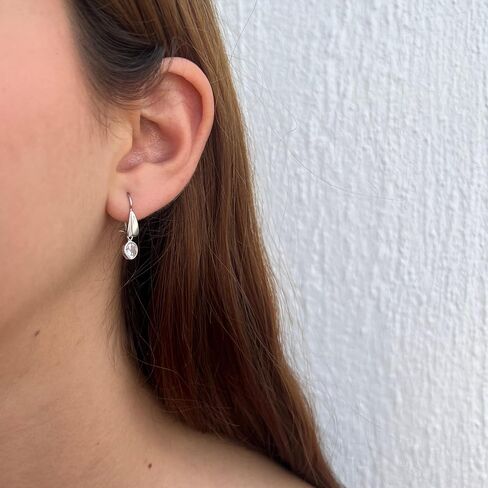 MARGHERITA Sterling Silver Dangle Earrings, Water Resistant, Rhodium Plated with White Gold Finish in Saudi Arabia