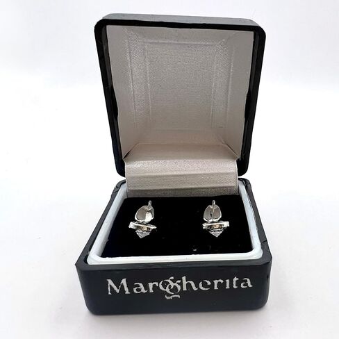 MARGHERITA Sterling Silver Dangle Earrings, Water Resistant, Rhodium Plated with White Gold Finish in Saudi Arabia