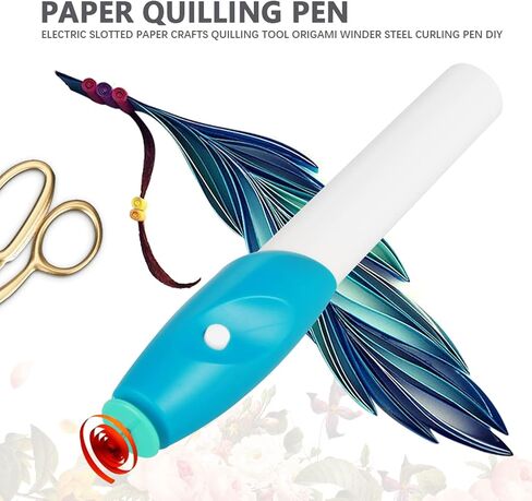 Paper Quilling Pen, Electric DIY Slotted Paper Crafts Quilling Tool Origami Winder Steel Curling Pen Electric Quilling Tool Pen Tools and Supplies Battery in Saudi Arabia