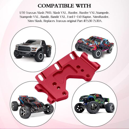 أجزاء ترقية للحاجز الأمامي من الألومنيوم من OGRC مع براغي تثبيت لـ Traxxas 1/10 Slash 2WD Rustler Stampede Bandit (استبدال الجزء: #2530#2530A) أحمر in Kuwait