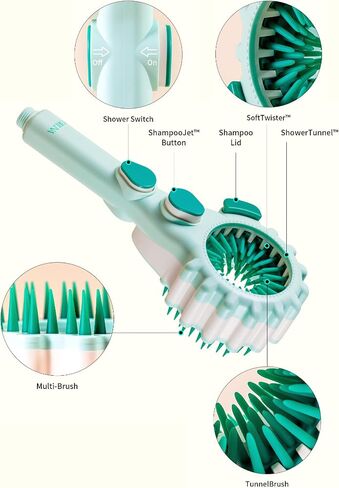 Forlina Multi-Functional Dog Shower Attachment | One-Handed Operation Dog Bath Supplies | Dog Shampoo Brush With Low Joint Stress | Easy To Install Dog Bath Brush With Soap Dispenser (Small) in Saudi Arabia
