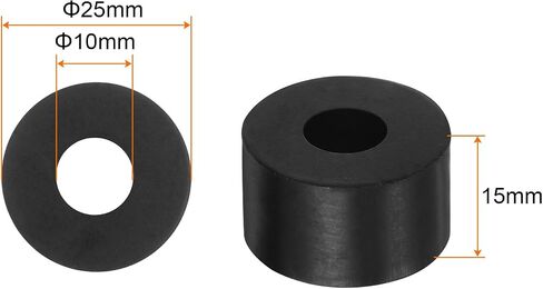 HARFINGTON 8pcs Rubber Spacer 1 Inch OD 0.4 Inch ID 0.6 Inch Thick Neoprene Round Anti Vibration Isolation Pads Isolator Rubber Washers Bushings for Home Cars Boat Accessories, Black in Saudi Arabia