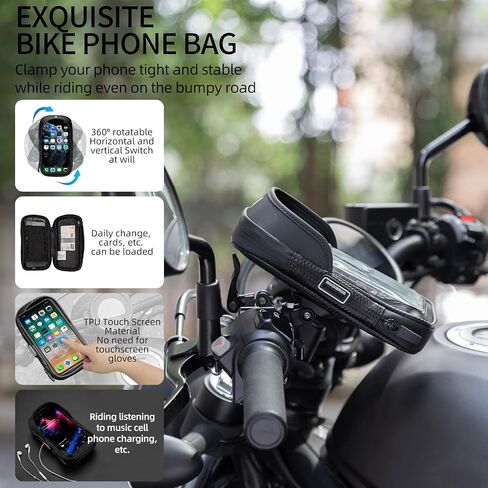 ROCKBROS Motorcycle Phone Mount Motorcycle Waterproof Handlebar Phone Bag Motorcycle Phone Pouch Cell Phone Case Compatible with iPhone 11/12 Pro XR XS Max 7 8 Plus Phones Below 6.8" in Saudi Arabia