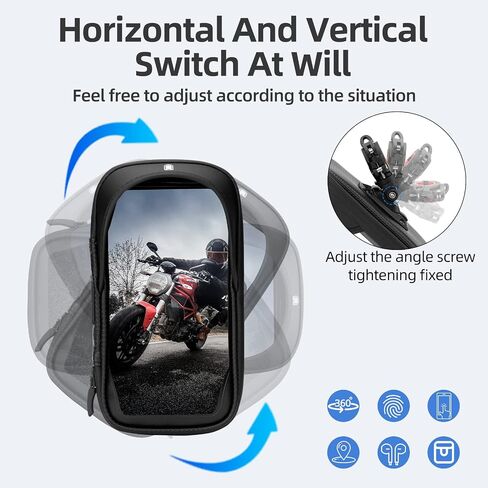 ROCKBROS Motorcycle Phone Mount Motorcycle Waterproof Handlebar Phone Bag Motorcycle Phone Pouch Cell Phone Case Compatible with iPhone 11/12 Pro XR XS Max 7 8 Plus Phones Below 6.8" in Saudi Arabia