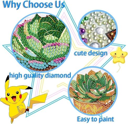 ARTMYRUI 4 Pack Diamond Painting Kits,Easy Diamond Painting Kits for Beginners,5D Succulents Diamond Art Kits,DIY Plants Diamond Dots Big Gem Crafts for Home Wall Decor Gifts （6x6Inch）. in Saudi Arabia