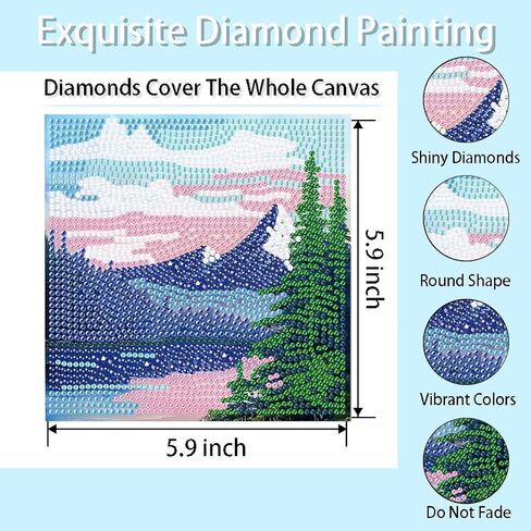 ARTMYRUI 4 مجموعات من مجموعات الطلاء الماسي، مجموعات رسم ماسية سهلة للمبتدئين، مجموعات فنية ماسية عصارية 5D، نباتات DIY نقاط ماسية، حرف جوهرة كبيرة لهدايا ديكور الحائط المنزلي (6 × 6 بوصة). in Kuwait