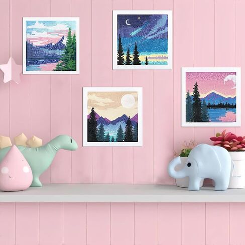 ARTMYRUI 4 مجموعات من مجموعات الطلاء الماسي، مجموعات رسم ماسية سهلة للمبتدئين، مجموعات فنية ماسية عصارية 5D، نباتات DIY نقاط ماسية، حرف جوهرة كبيرة لهدايا ديكور الحائط المنزلي (6 × 6 بوصة). in Kuwait