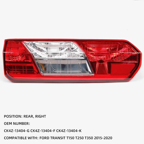 Dasbecan CK4Z13405G Rear Left Side Tail Light Assembly Compatible with Ford Transit 150 250 350HD 2015-2020 Taillamp Replaces OE# CK4Z-13405-G CK4Z-13405-F CK4Z-13404-C Halogen Back Light in Saudi Arabia