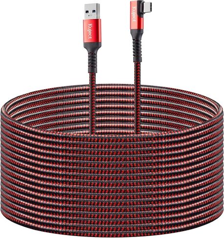 كابل Kuject Link بطول 20 قدم متوافق مع Oculus Quest 2 USB 3.0 النوع A إلى C، سلك شحن طويل مجدول من النايلون لتوصيل بيانات الطاقة، ملحقات ألعاب الواقع الافتراضي الرائعة لـ Oculus Quest in Kuwait